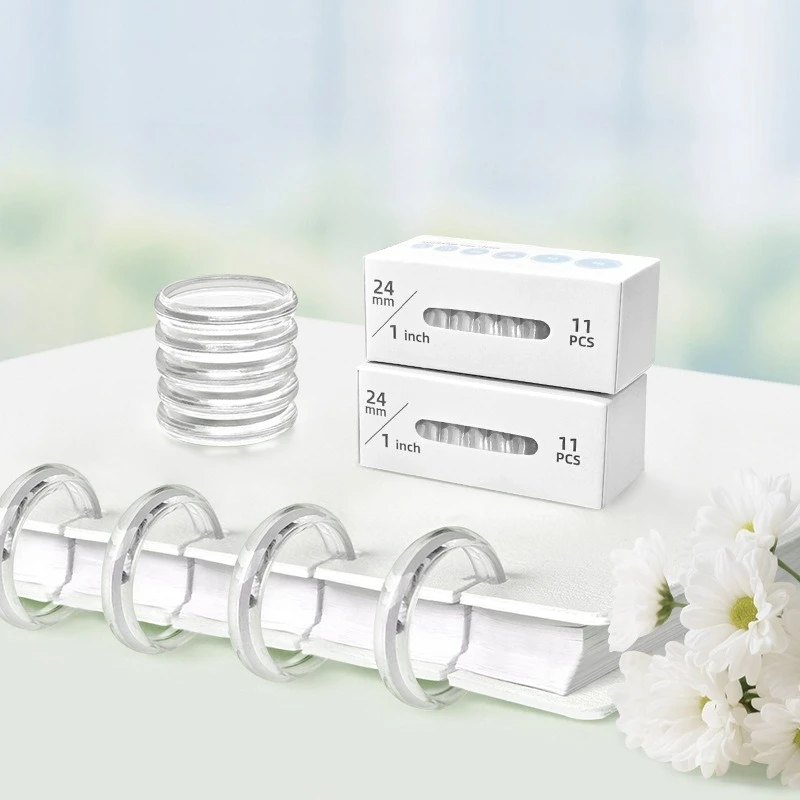 11pcs Gift Pack Discs Ultra-transparent Mushroom Button Loose-leaf Notebook Photo Album Mushroom Hole Binding Discs Ring Binder