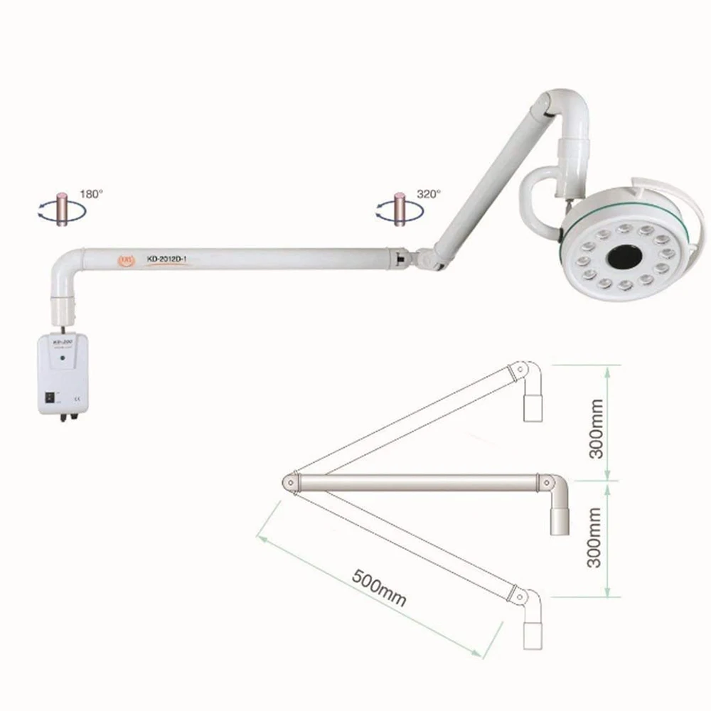 36W LED Wall Mount Surgical Medical Exam Lamp Shadowless KD-202D-3B for Operating Theater 110/220V