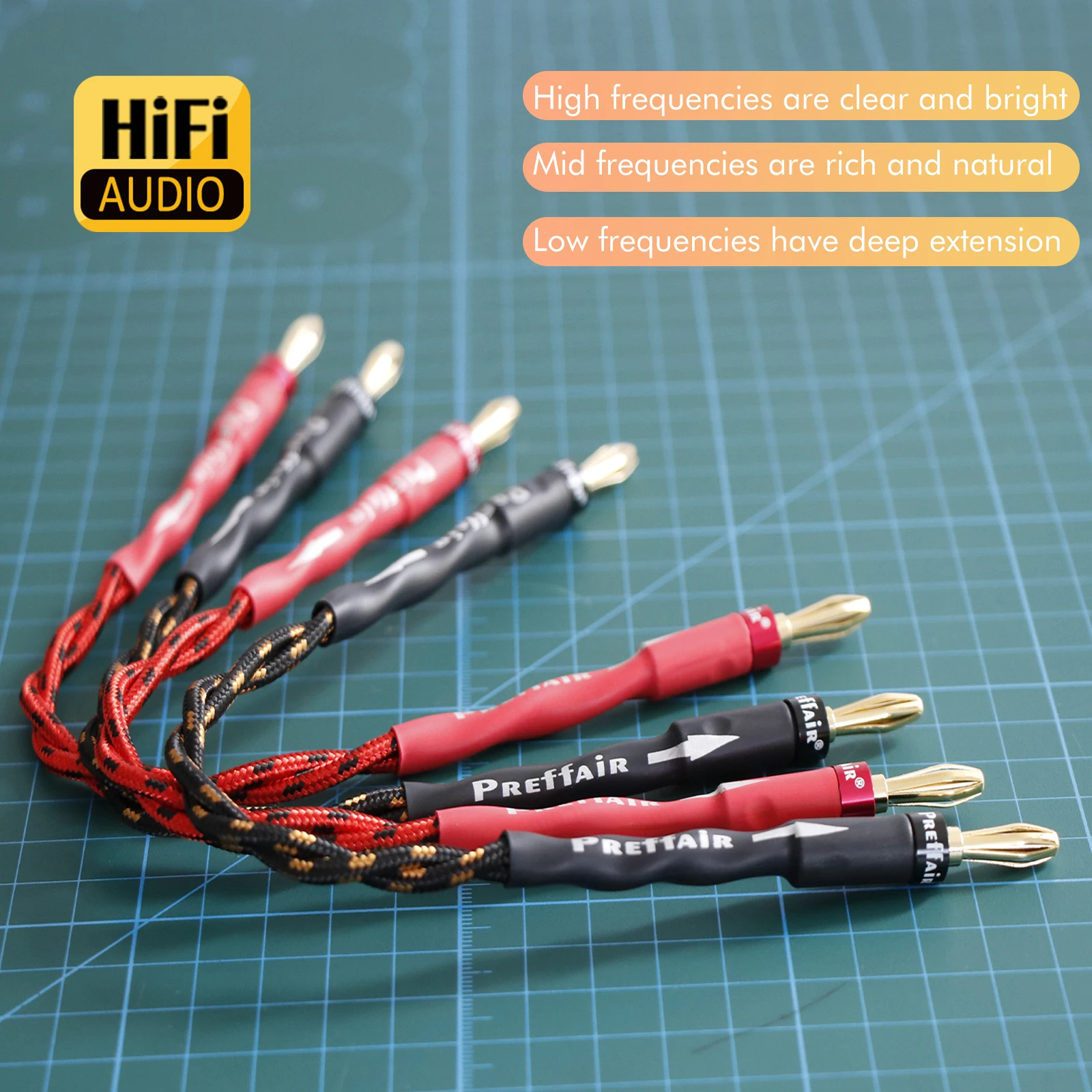 HiFi Jumper Cables 4PCS – Professional Handmade Tuning Links with Carbon Fiber Shell & Gold-Plated Connectors for Bookshelf Spea