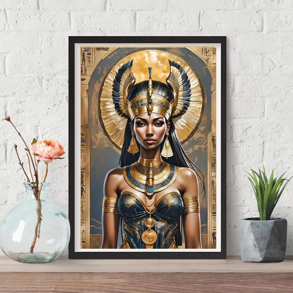 Egyptian Pharaoh Goddess Cleopatra Gold Luxury Vintage Classic Poster Wall Art Canvas Painting Living Room Home Decor Wall Mural