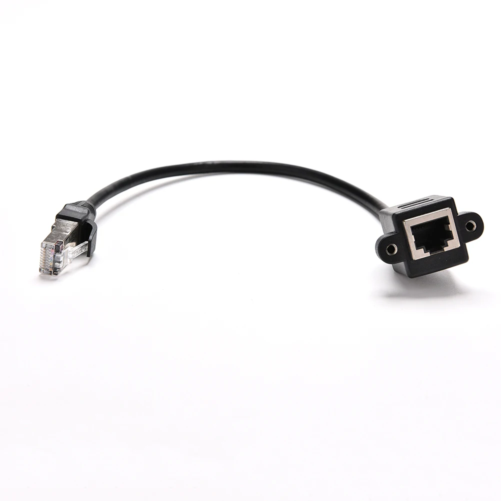 1pc Male To Female RJ45 Screw Panel Mount Ethernet Internet Network LAN RJ45 Extension Cable 30cm Cord For Laptop PC