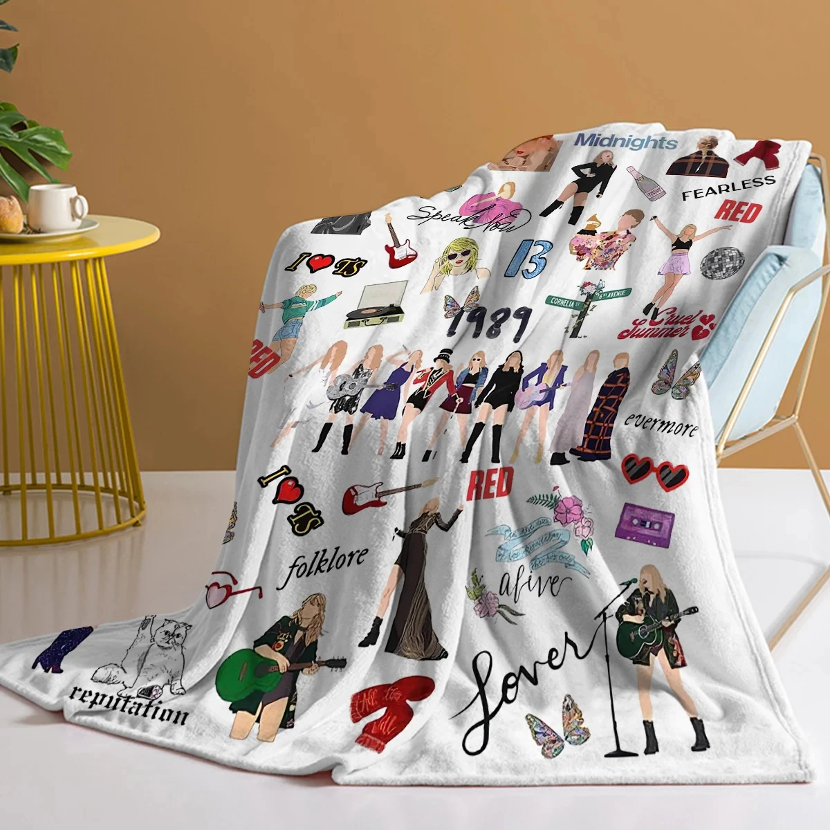 1989 Fashion Girl Blanket Printed Throw Blanket Plush Fluffy Flannel Fleece Blanket Soft Throws for Sofa Couch and Bed