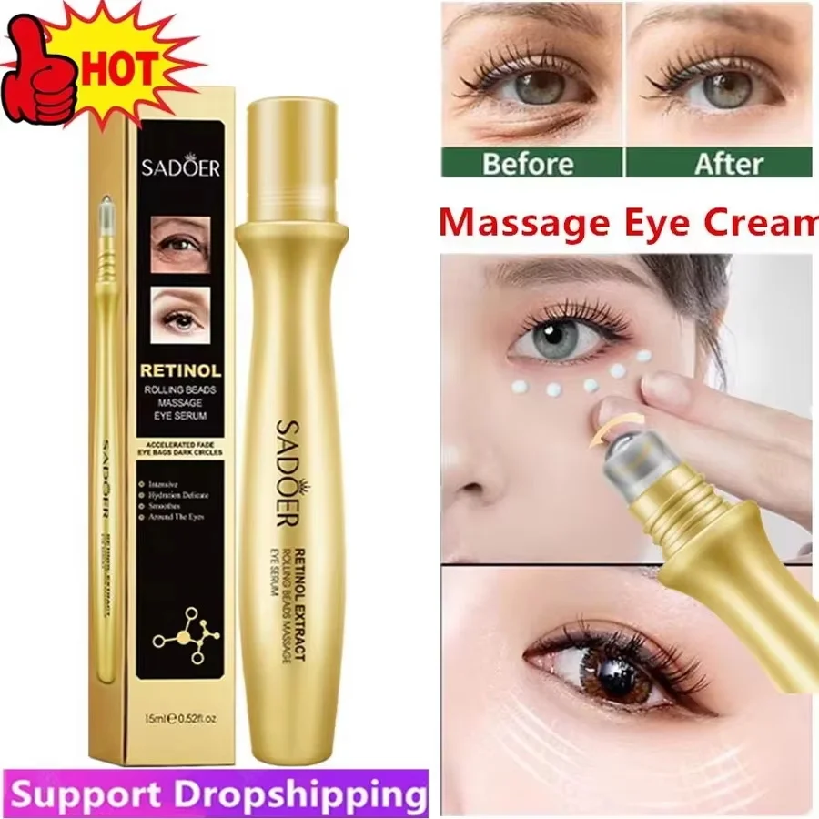 Sofortige Augenringe-Entfernung Rollende Massageperlen Serum Retinol Anti-Falten Hautstraffung Gegen Augenringe Schwellungen Aufhellende Augenpflege