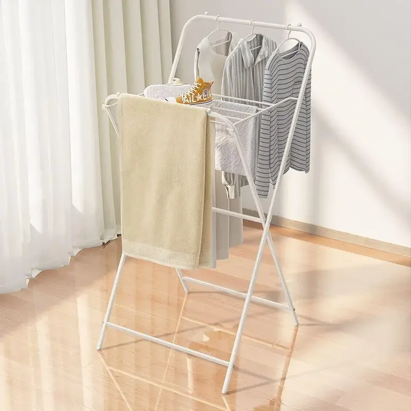 Foldable Floor Standing Clothes Drying Rack Balcony Small Heating Appliance Clothesline Holder Home Use Storage Organizer