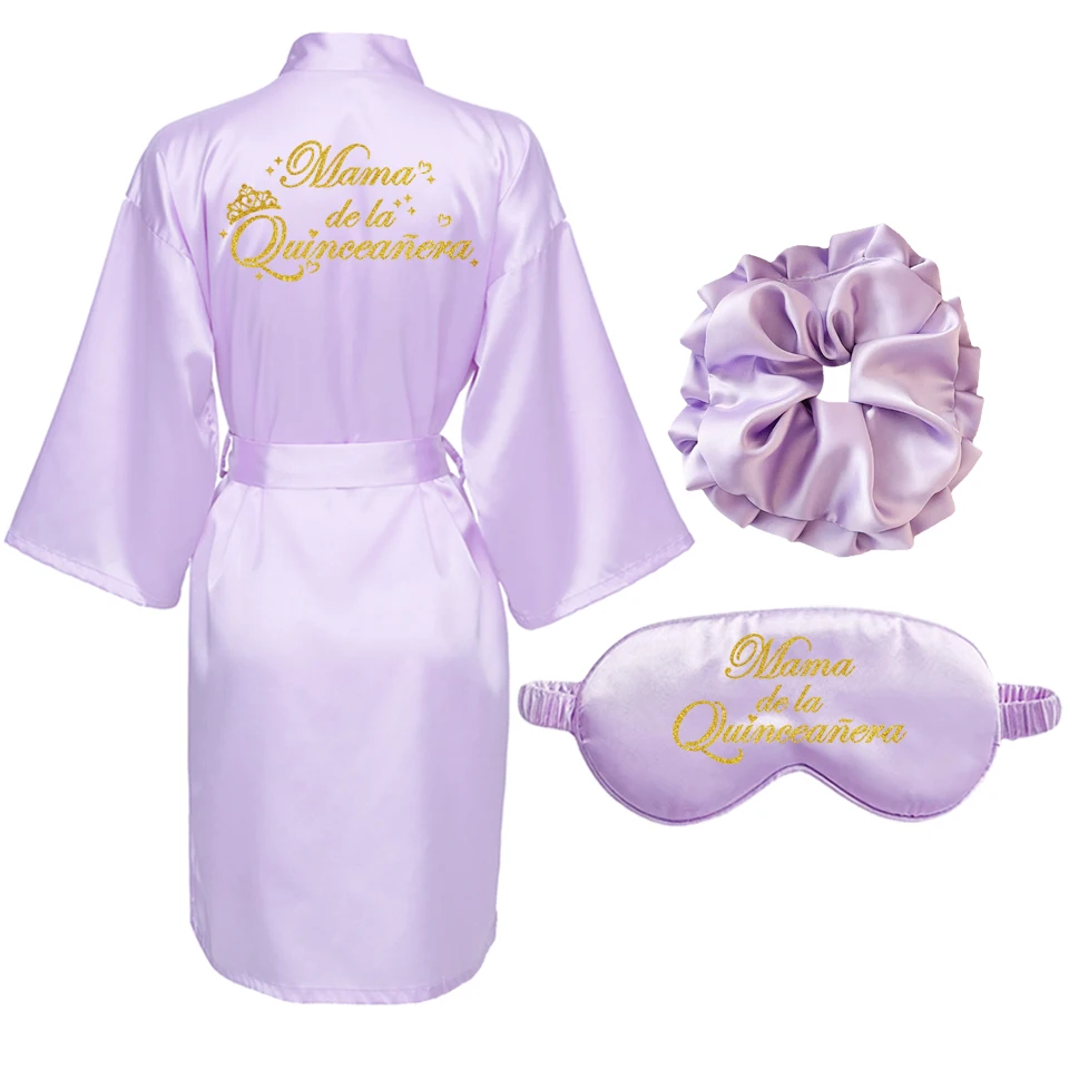 لافندر Mis Quince Años رداء Dama de la Quinceañera رداء 15 سنة هدية حفلة Mis XV Robes Scrunchies قناع مجموعة
