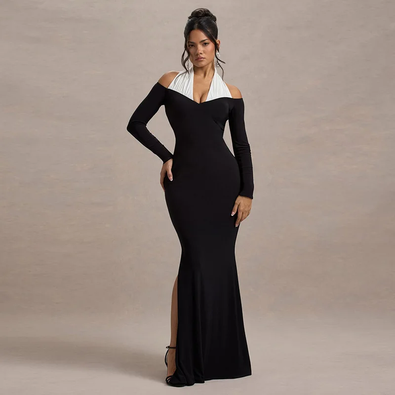 

Trendy Women's Dresses Sexy Autumn Long Sleeve High Waist Halter Fishtail Dress New Personality Skirt For Women Party Robe Femme