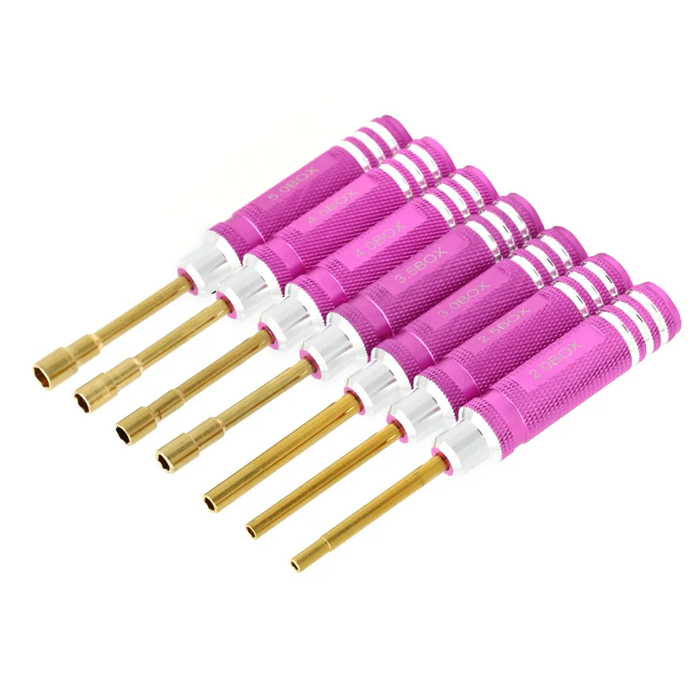 7Pcs Hex Nut Key Socket Screw Mini Driver Tool 2.0 2.5 3.0 3.5 4.0 4.5 5.0 Flat Head Wrench Screwdriver Repair Tool for RC Model