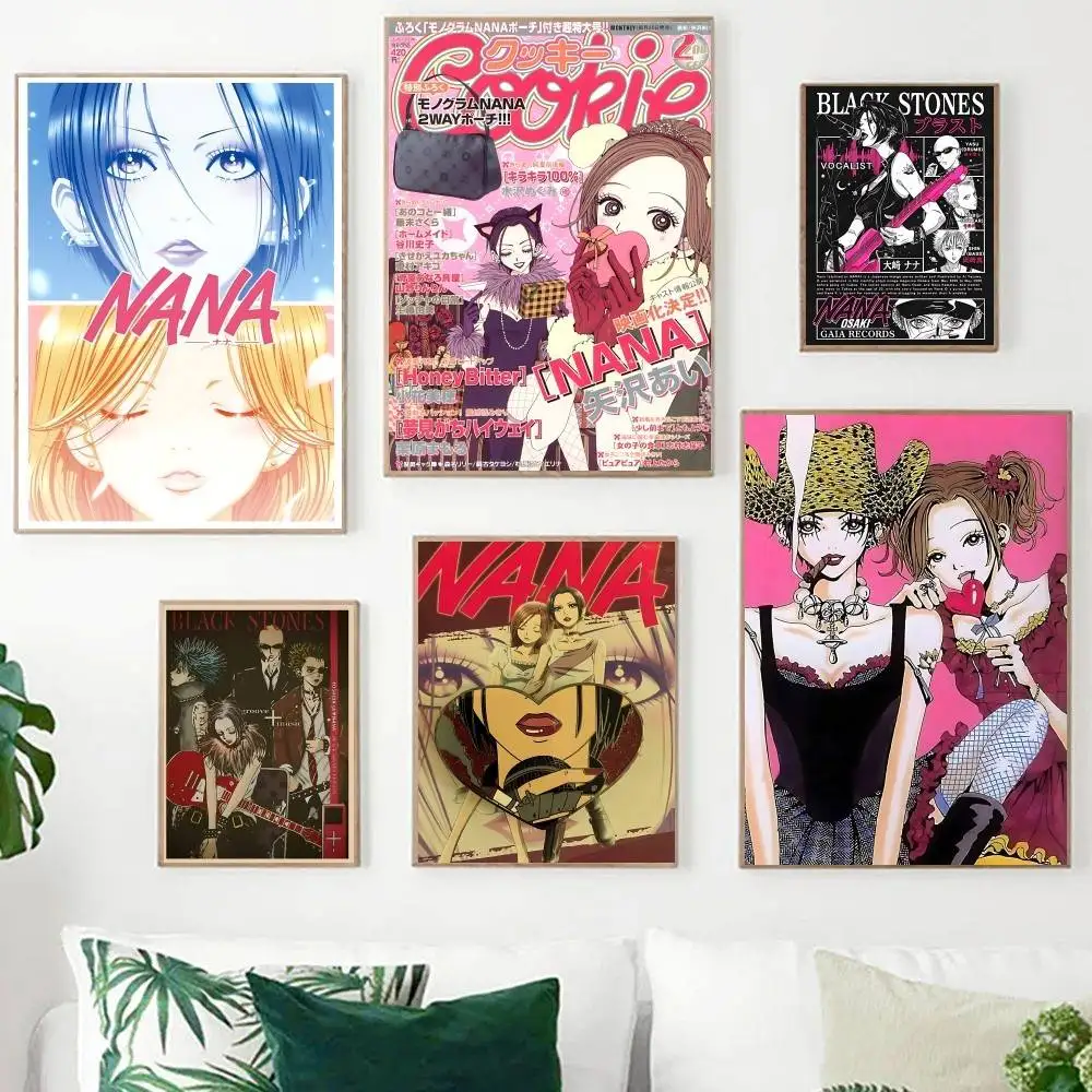 Classic Anime Nana Vintage Posters Sticky Whitepaper Sticker DIY Room Bar Cafe Room Wall