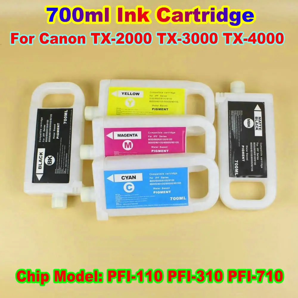 Refill Ink Cartridge For Canon TX 2000 TX 3000 TX 4000 Printer Chip Model PFI-110 PFI-310 PFI-710 Replace Ink Cartridge No Chip