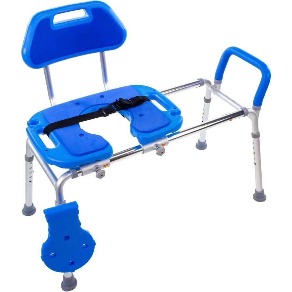 Sliding Shower Chair HydroGlyde Premium Heavy Duty Padded Bathtub Transfer Bench with Cut Out Seat