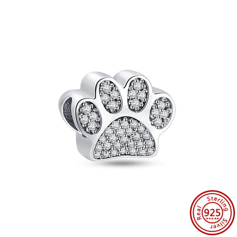 ใหม่925เงินสเตอร์ลิงแมว & สุนัขสัตว์ Paw พิมพ์ Fine Charms DIY Pandora สร้อยข้อมือสำหรับเครื่องประดับสตรีอุปกรณ์เสริม