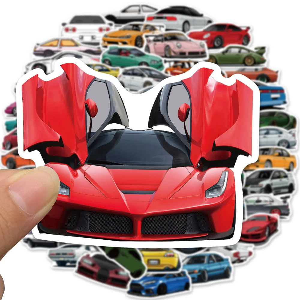 

10/30/50/100pcs Racing Car Cartoon Stickers Cool JDM Graffiti Decals Toy DIY Skateboard Luggage Phone Waterproof Sticker for Kid