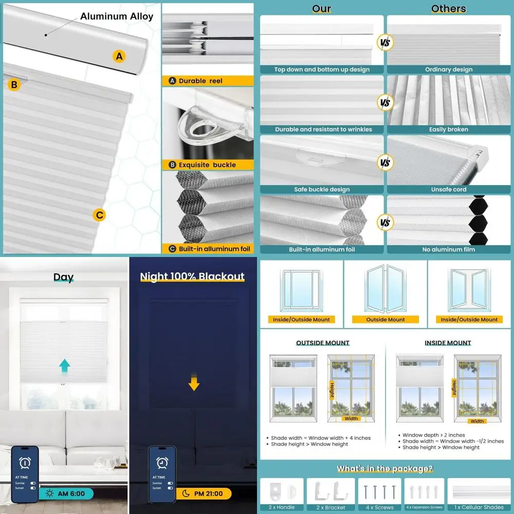 

Беспроводные сотовые шторы, 35x64, нижняя часть сверху вниз, затемнение комнаты для гостиных, белый