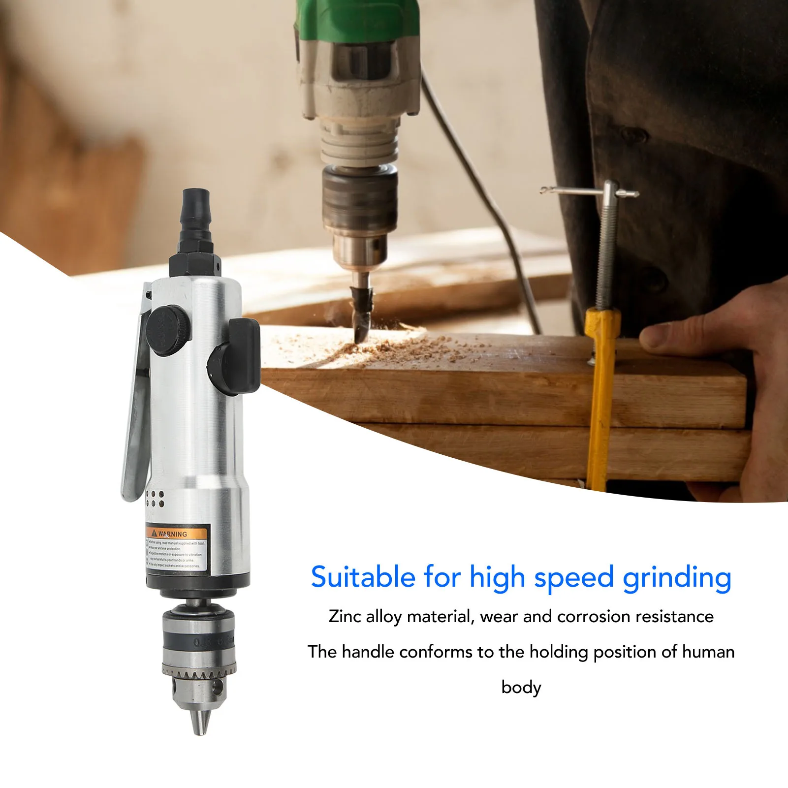 Straight Air Drill Zinc Alloy Wear Resistant Anti Corrosion Air Operated Drill for Industry 3/8in Pneumatic Tool Pneumatic Drill