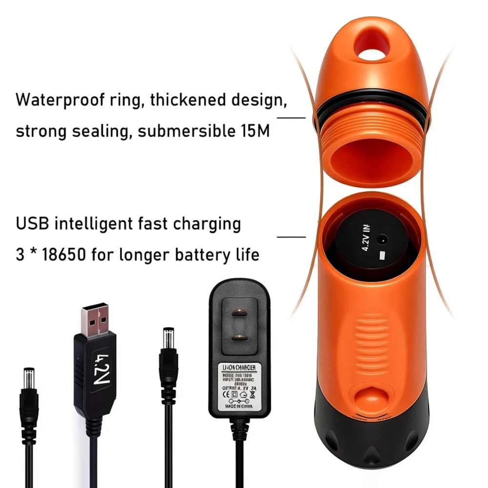 Professional Diving Flashlight Fixed Focus Long-Range Underwater Lighting L2LED High Brightness Vacation Diving Lamp