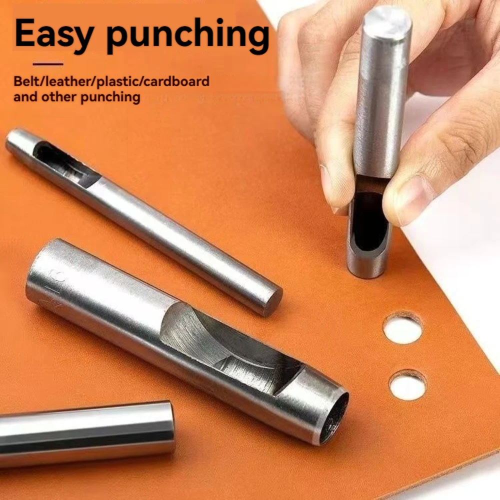 6 قطعة/المجموعة الجلود ثقب لكمة القاطع الجوف جولة ثقب لكمة الجلود صياغة اليد أداة ملاكمة عدة الخياطة الحفر الناخس عدة