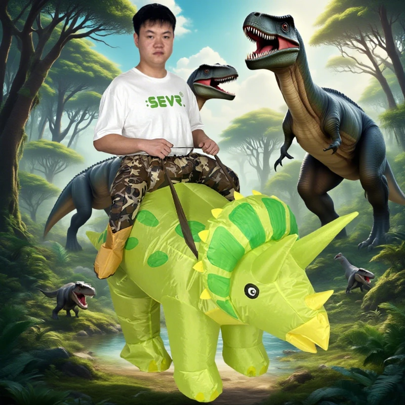 

Ride on Triceratops inflatable suit dinosaur inflatable suit Jurassic theme party party dress up fun novelty costume holidaygift