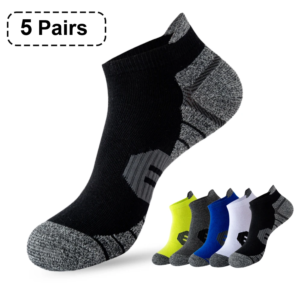 5Pairs Sport Ankle Socks Men Running Low Cut Cotton Sock Outdoor Fitness Breathable Socks Cycling Riding Bicycle Football Sox