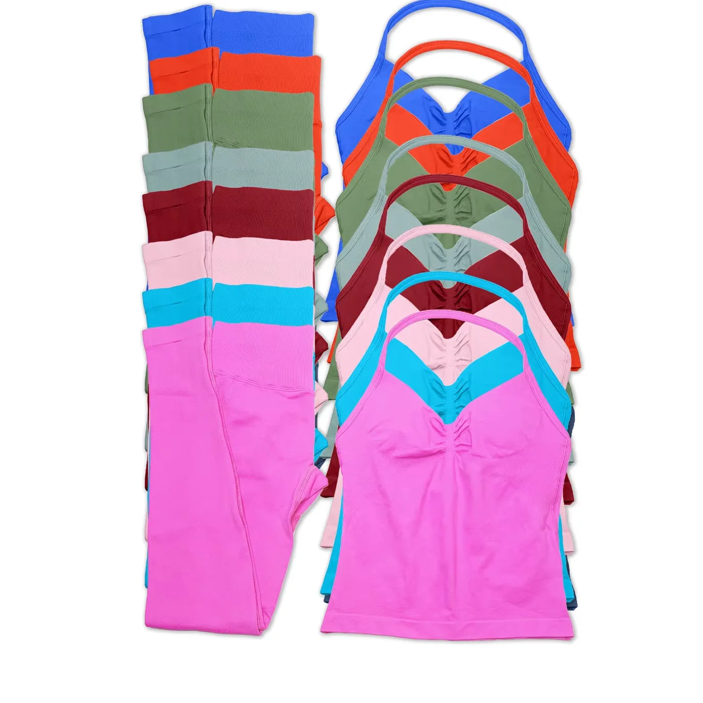 

BLAZEMOVE Sportswear Woman Gym Set 2 Piece Workout Longline Strappy Top And Leggings Yoga Pilates Clothing Sports Fitness Suit