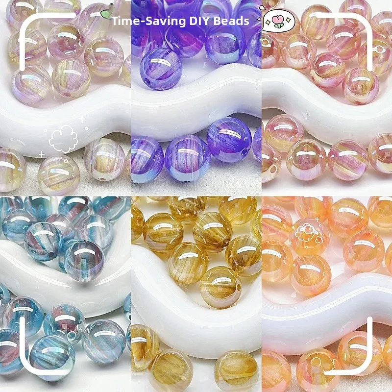 

6mm DIY Resin Loose Beads tough Hole Mobile Phone Chain Accories Handmade Jewelry Materials Flowing Years
