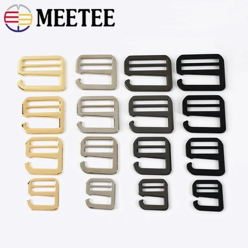 

5/10Pcs Meetee 20/26/32/38/50mm Metal Tri-Glide Hook Buckle Bag Strap Webbing Adjuster Clasp Ring Slider Clasps DIY Accessories