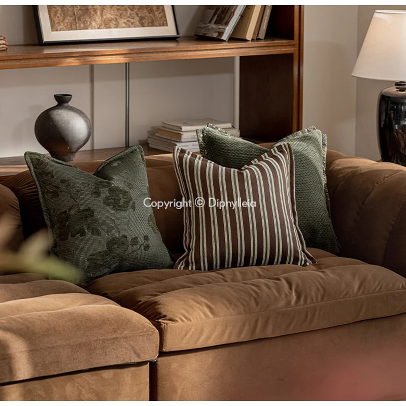 Diphylleia Modern Vintage Brown White Striped Cushion Cover Accent Decorative Throw Pillow Case Dress Up Your Bed Sofa Lounger