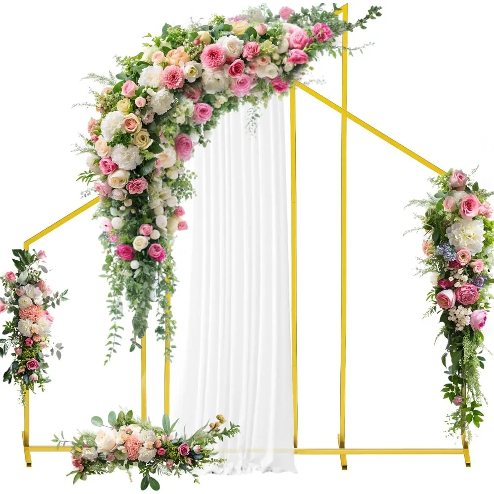 

Set of 3 Gold Metal Arch Backdrop Stand (7.2FT/5.8/4.2) Balloon Arch Frame for Weddings Parties Birthdays Baby Showers