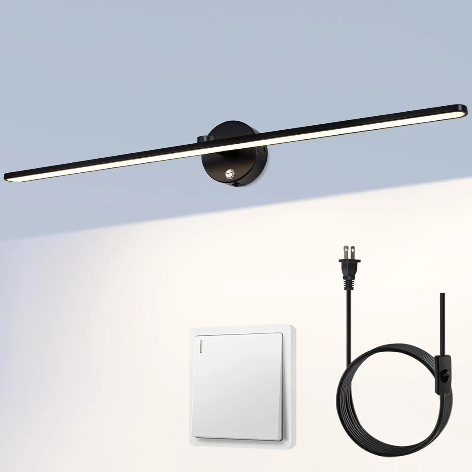 

32'' Modern LED Dimmable Bathroom Vanity Light, 18W 3000K Warm White, Plug-in or Hardwired Installation