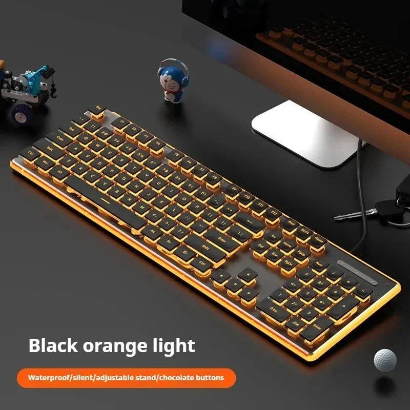 Mechanical Touch Keyboard  104 Key Wired Waterproof Silent Ultra-thin Gaming Esports Office Typing Simple Fashionable Keyboard