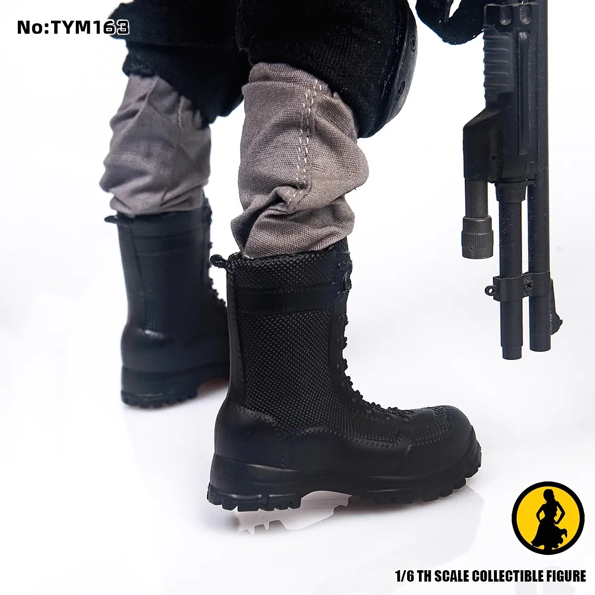 TYM163 1/6 Scale Soldier Black Military Solid Shoes Boots Fit 12" Action Figure Model DIY Accessories In Stock