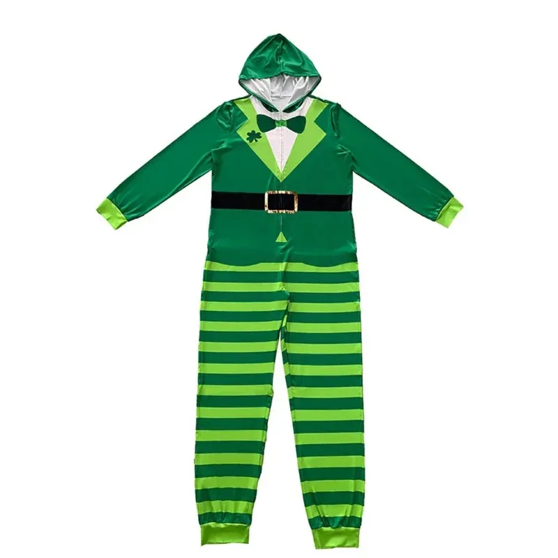 زي عيد القديس باتريك للبالغين كرنفال الهالوين الأيرلندي الجني حفلة مجموعة خضراء بذلة الرجال النساء زوجين فستان بتصميم حالم