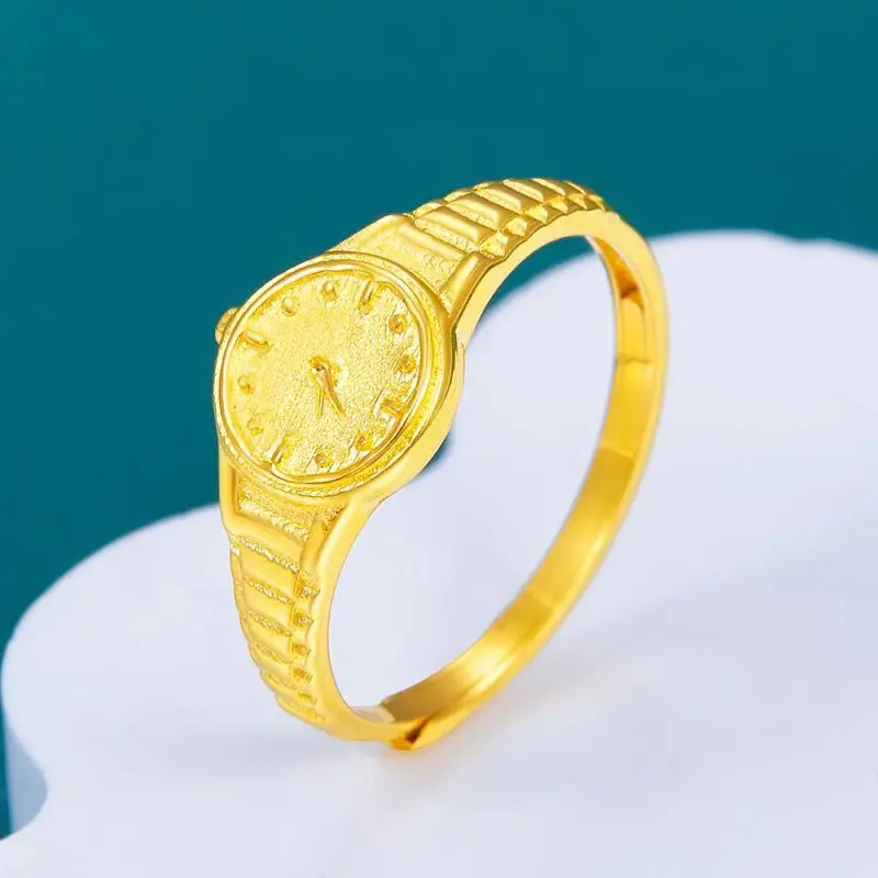 

Luxury 24K 9999 Pure Gold real gold Women's Watch Adjustable Size Ring