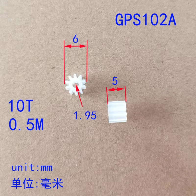 10/100 pz 10T ingranaggio in plastica morbida 0.5M asse principale 2mm foro OD 6mm per rc auto robot parti giocattolo fai da te accessori modello giocattoli ragazzo GPS102A