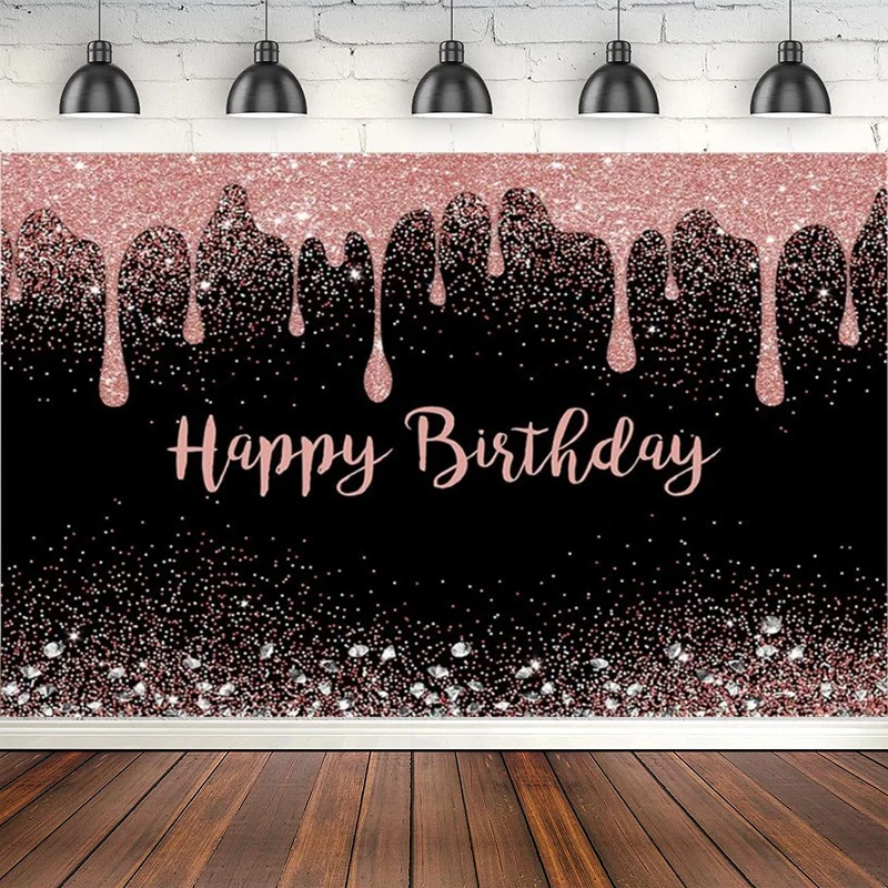 Pink Glitter Photography Backdrop Sliver Diamonds Shining Dots Photo Background Poster Adult Women Birthday Party Decor Banner
