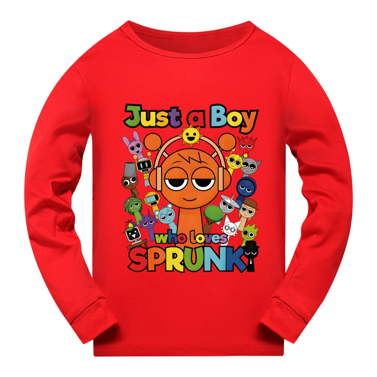 Sprunki الكرتون الاطفال ملابس علوية بأكمام طويلة للربيع تي شيرت لعبة Incredibox طفل الفتيان موضة س الرقبة تيز الملابس في سن المراهقة الفتيات لطيف القمم 2-15Y