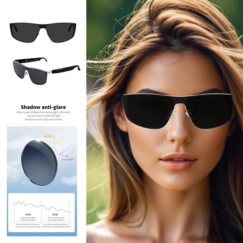 Metal Frame Bluetooth Smart Sunglasses, Polarized Lens Smart Audio Glasses, Hands‑Free Calling And Music Playback Eyewear For Men Outdoor Daily Driving Use