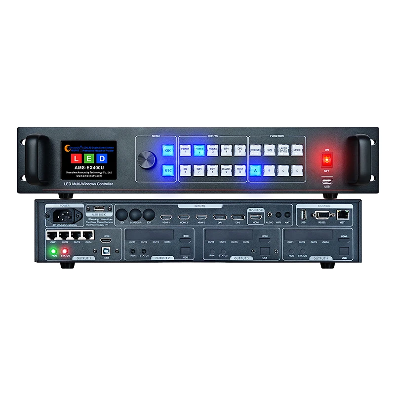 

Контроллер AMS-EX400U с MSD600 с 4 выходами RJ45, поддержка USB Plug and Play, как контроллер Novastar VX400 VX1000 VX1000Pro