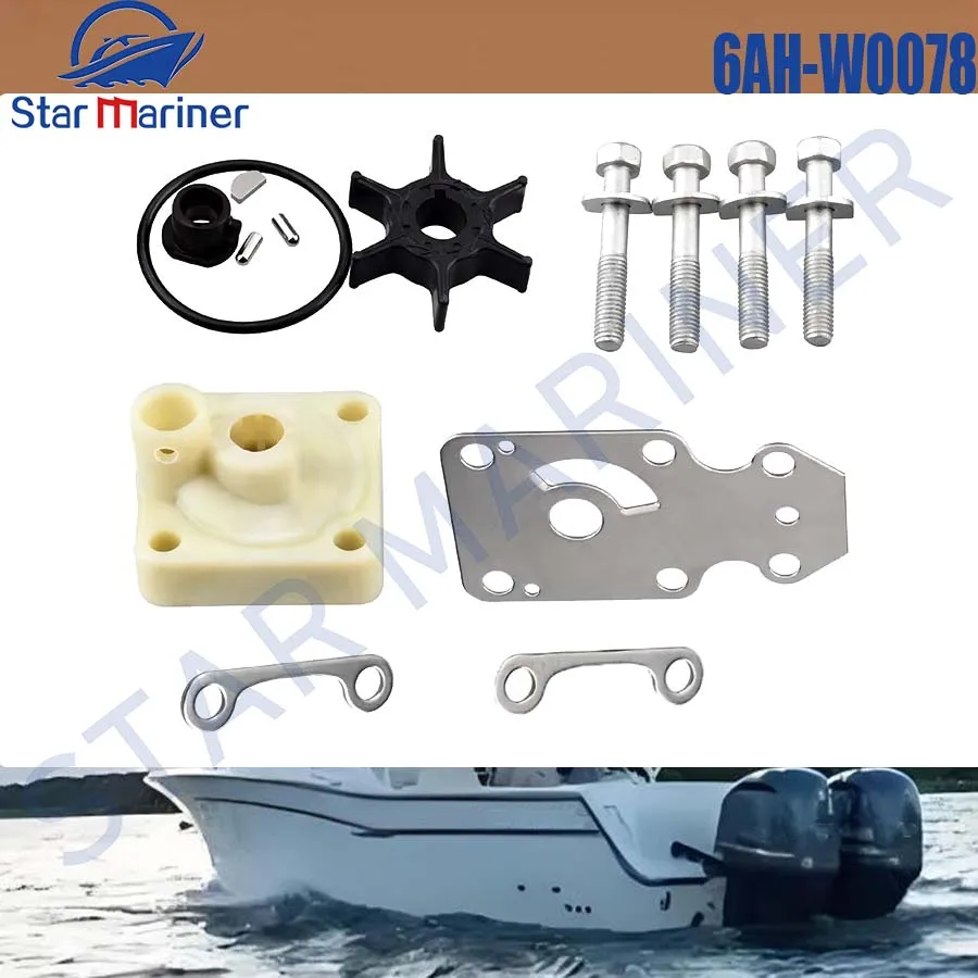 

Water Pump Repair Kit 6AH-W0078 For Yamaha Outboard Motor 4T F9.9 F13.5 F15 F20 6AH-W0078-00 6AH-W0078-01 Boat Engine Replaces