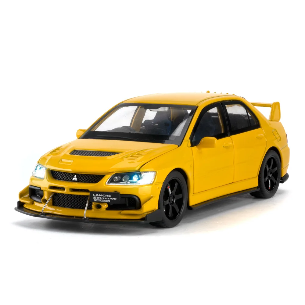 Modèle de voiture de sport Lancer Evolution IX en alliage 1:32, jouet de collection, portes ouvrables, son et lumière, fonction de recul, cadeau pour garçon