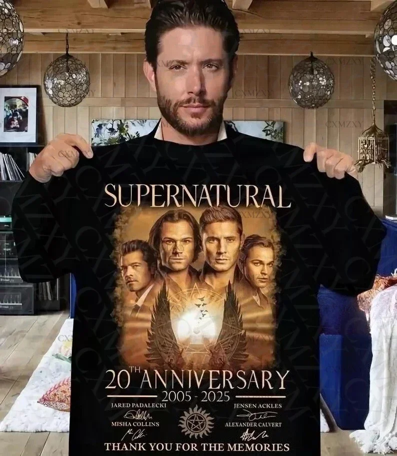 

Supernatural 20th Anniversary Commemoration 2005-2025 Casual Short Sleeve 100% Cotton T-shirt