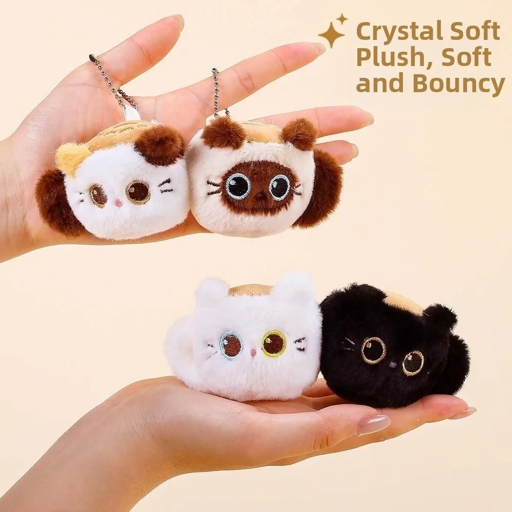 Miniature Cat Key Chains Fuzzy Lightweight Magnetic Kitten Ornament Decorative Creative Cup Edge Pendant Car Key