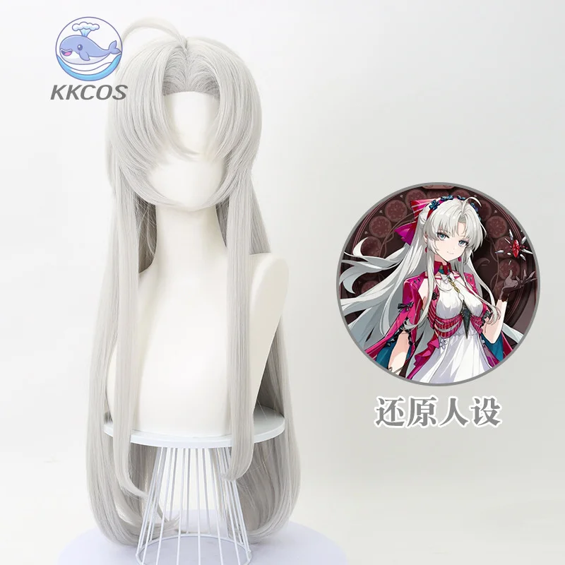 

Игра Wuthering Waves Carlotta, парик для косплея, длинные серебристо-белые волосы, трупа Liondance Glacio, натуральный резонатор, Хэллоуин KKCos