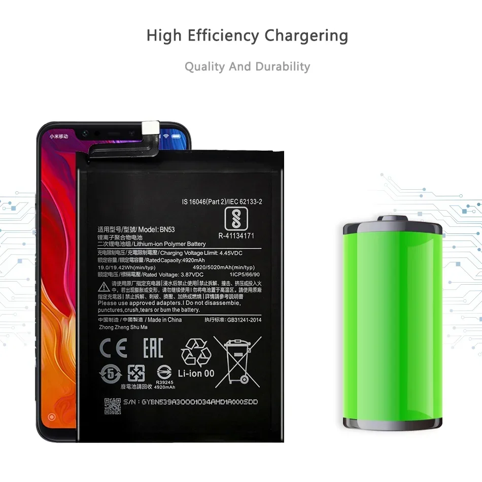 High Qulity 4820mAh BM4W BN53 Battery For Xiaomi Mi 10T Lite 5G/ Note 10 Pro Global For Redmi Note 9 Pro Global Battery