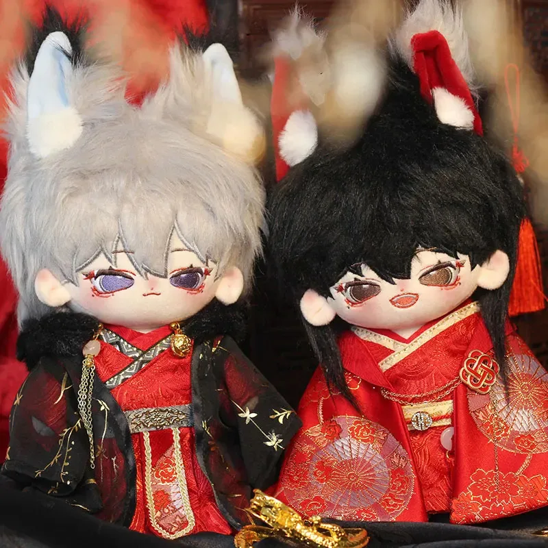 

New Chinese Style 20cm Pure Cotton Plush Toy Clothing, Ancient Wedding Celebration Dress Shirt Hot Stamping Outer Robe Set Back