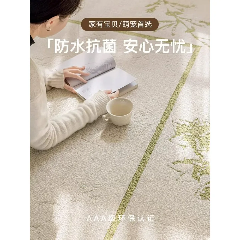 Vero tappeto impermeabile e antivegetativo, coperta per divano color crema per soggiorno, camera da letto in tinta unita, lusso leggero lavabile