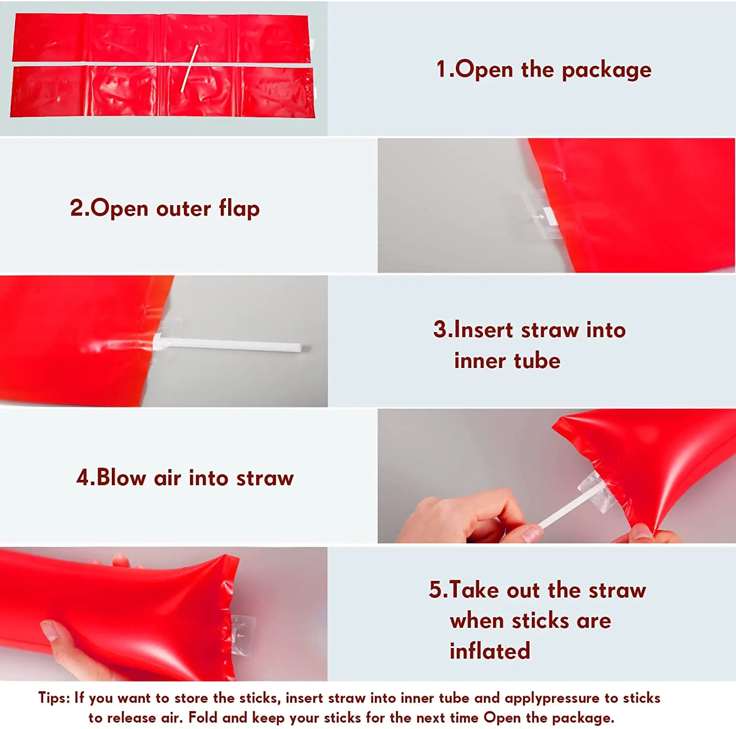 24pcs Inflatable Cheerstick Toy Cheer up Sticks Balloon Stick Clapper Cheering Stick Noise Maker Balloon Concert Party Gift