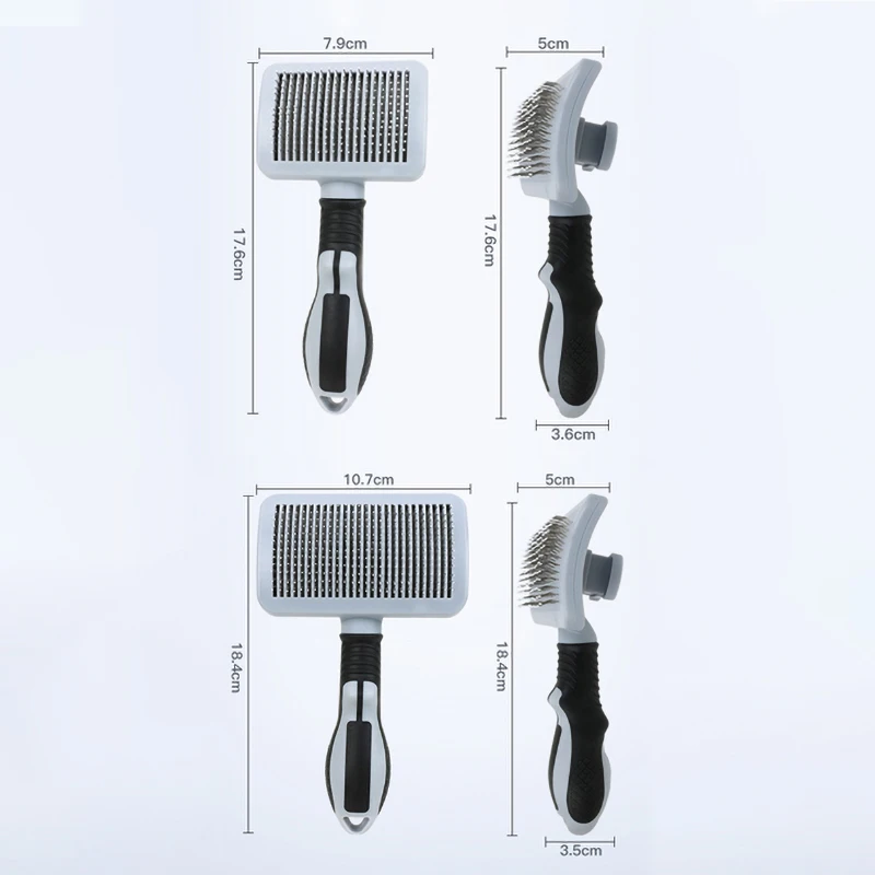 Sikat Rambut Kucing Otomatis Penghilang Bulu Rontok Satu Klik Bahan Stainless Steel Pembersih Otomatis Perawatan Hewan Peliharaan Tanpa Usaha Aksesoris Anjing