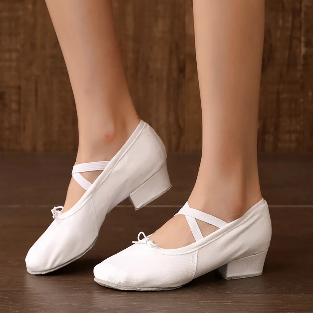 أحذية الباليه الكلاسيكية للتدريب على الرقص للنساء بحزام نعل ناعم 3.5 سم مع أحذية الرقص المرنة للمعلم