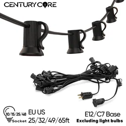 String Light E12 Sockets C7 Base Electric Cable EU 220V US 110V Lamp Hold Connectable Waterproof  Wedding Birthday Decoration