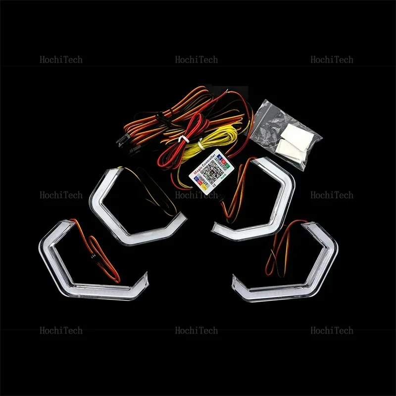 For BMW 3 Series E46 Sedan 1999-2005 Flowing M4 Style Muti-colored App Control Angel Eyes Ring LED Turn Signal